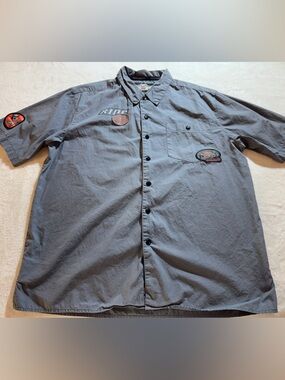 Harley-Davidson Gray Short-Sleeve Button-Front Patch Shirt